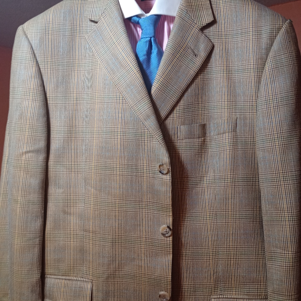 BURBERRY OF LONDON Men's Brown 2Btn/2Vents Glenplaid Sport Jacket Size 44L